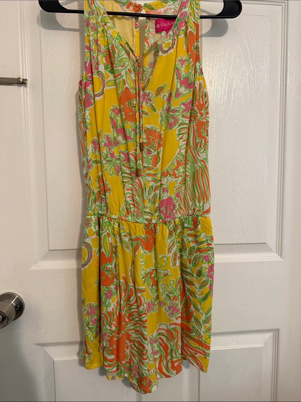 Lilly Pulitzer Yellow Floral-Print Sleeveless mini romper size xs